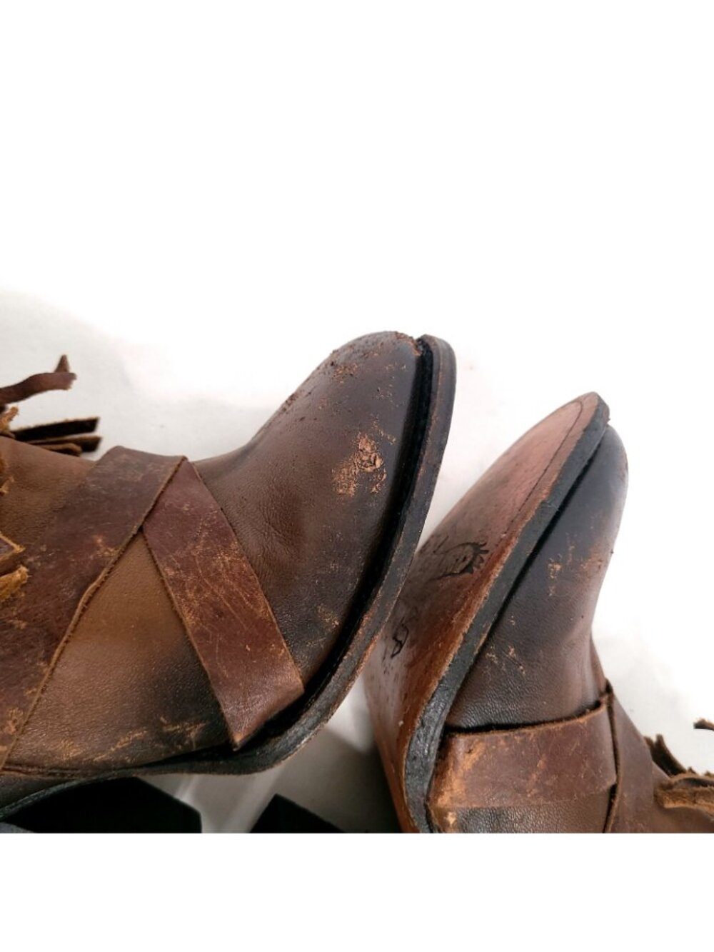 Freebird By Steven Tonto Distressed Brown Leather Fringe Western Boots Size 9 - Picture 9 of 13